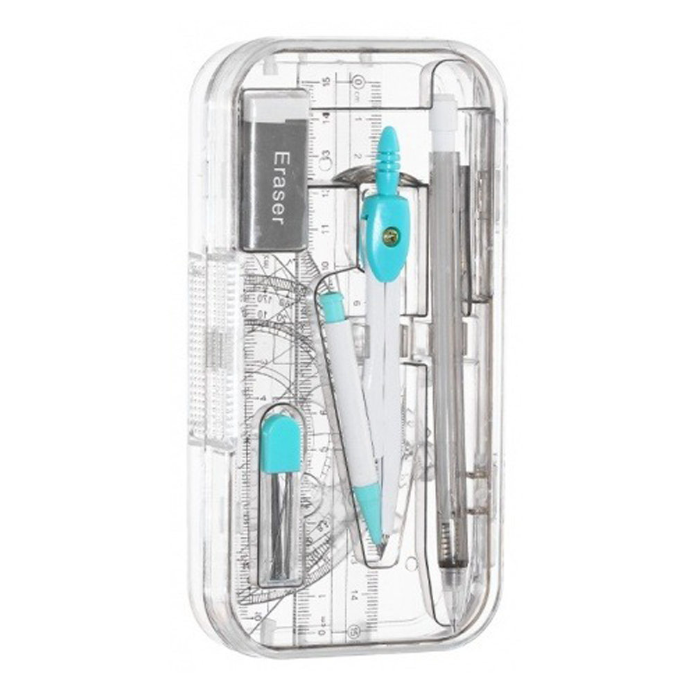 Готовальня Basir 8 предметов в пластиковом футляре, серия "Капибара", циркуль с запасными частями + набор пластиковых линеек