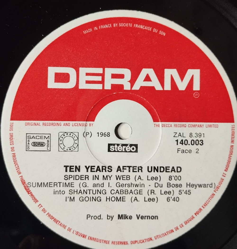 Винтажная виниловая пластинка LP Ten Years After Undead (France 1969)