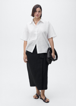 Льняная рубашка с короткими рукавами