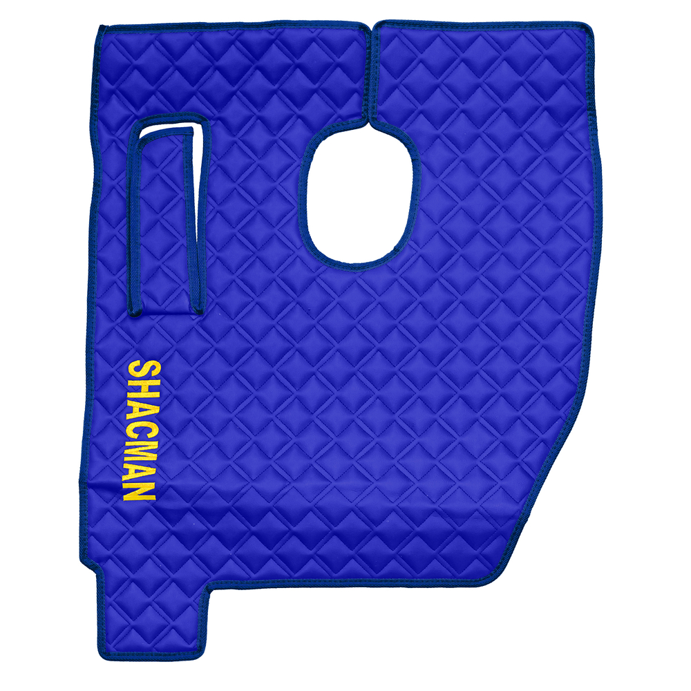 Ковры SHACMAN F3000 (экокожа, синий, синий кант, желтая вышивка)