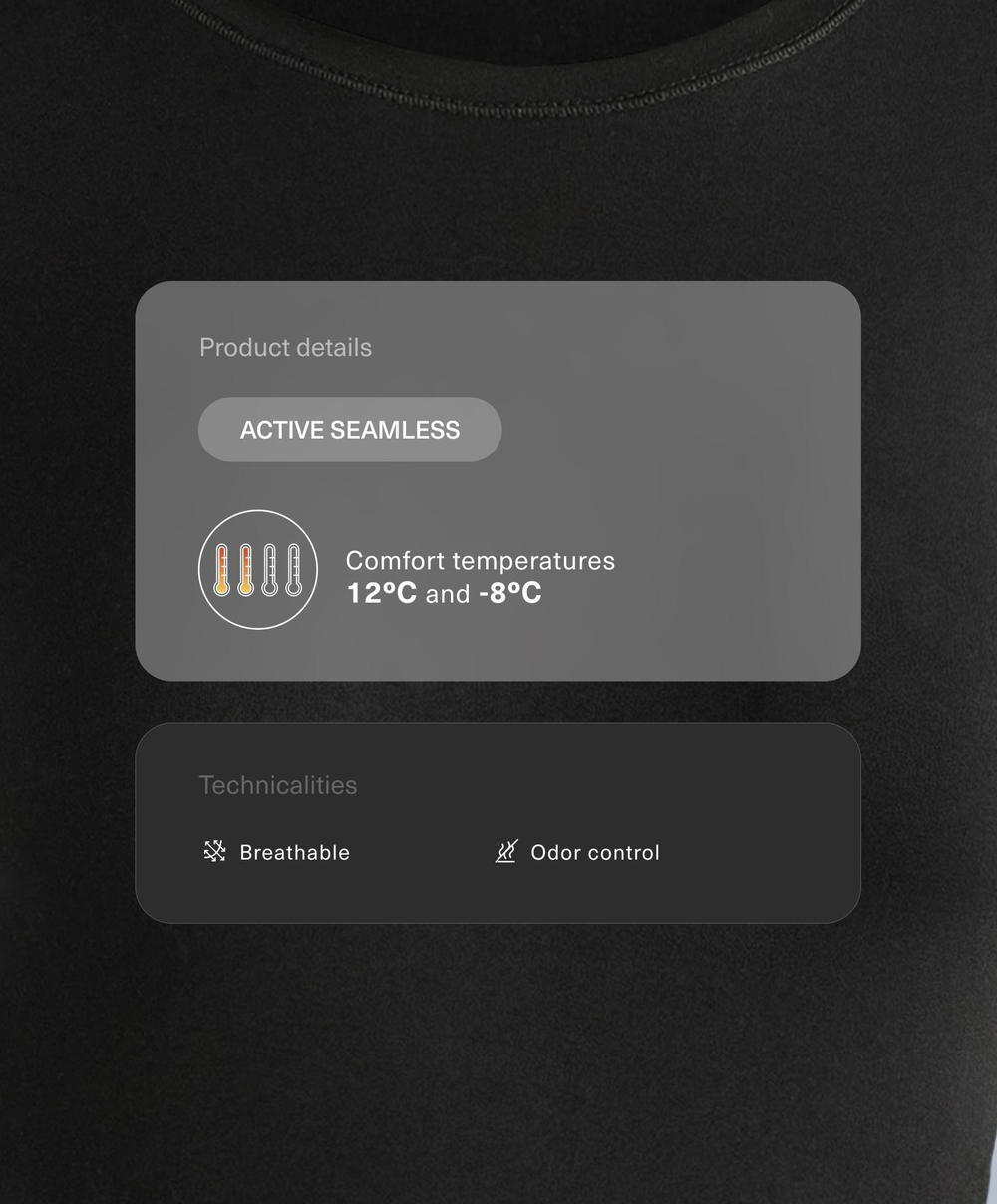 Oysho Бесшовная термофутболка базового слоя с длинными рукавами, черный
