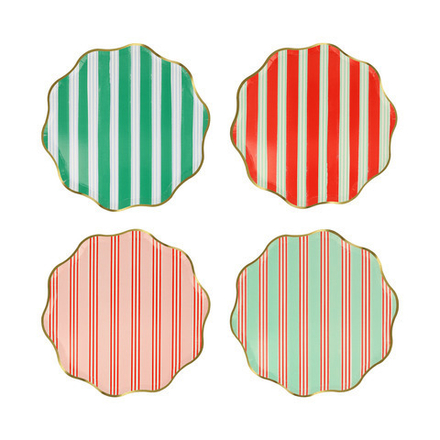 Тарелки маленькие "Рождественская полоска" 8 шт. (2024)