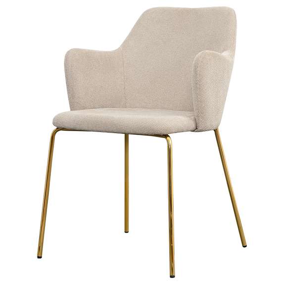 Стул Dwight, светло-бежевый шенилл, золотые ножки