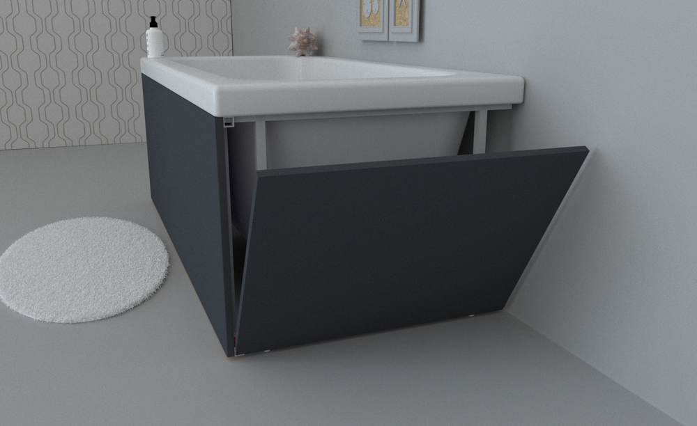 Экран для ванны торцевой откидной правый TE-2R-237 графит матовый soft touch