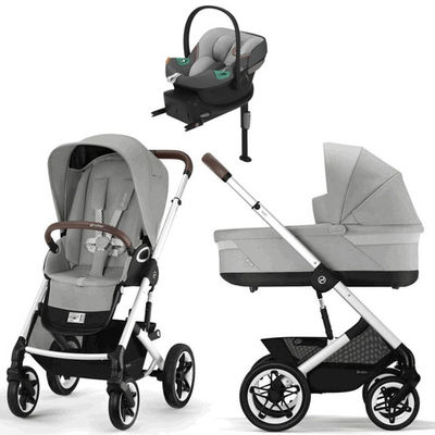 Коляска Cybex Talos S Lux SLV complete Aton S2 Lava Grey Base One 4 в 1 Stone Grey с дождевиками