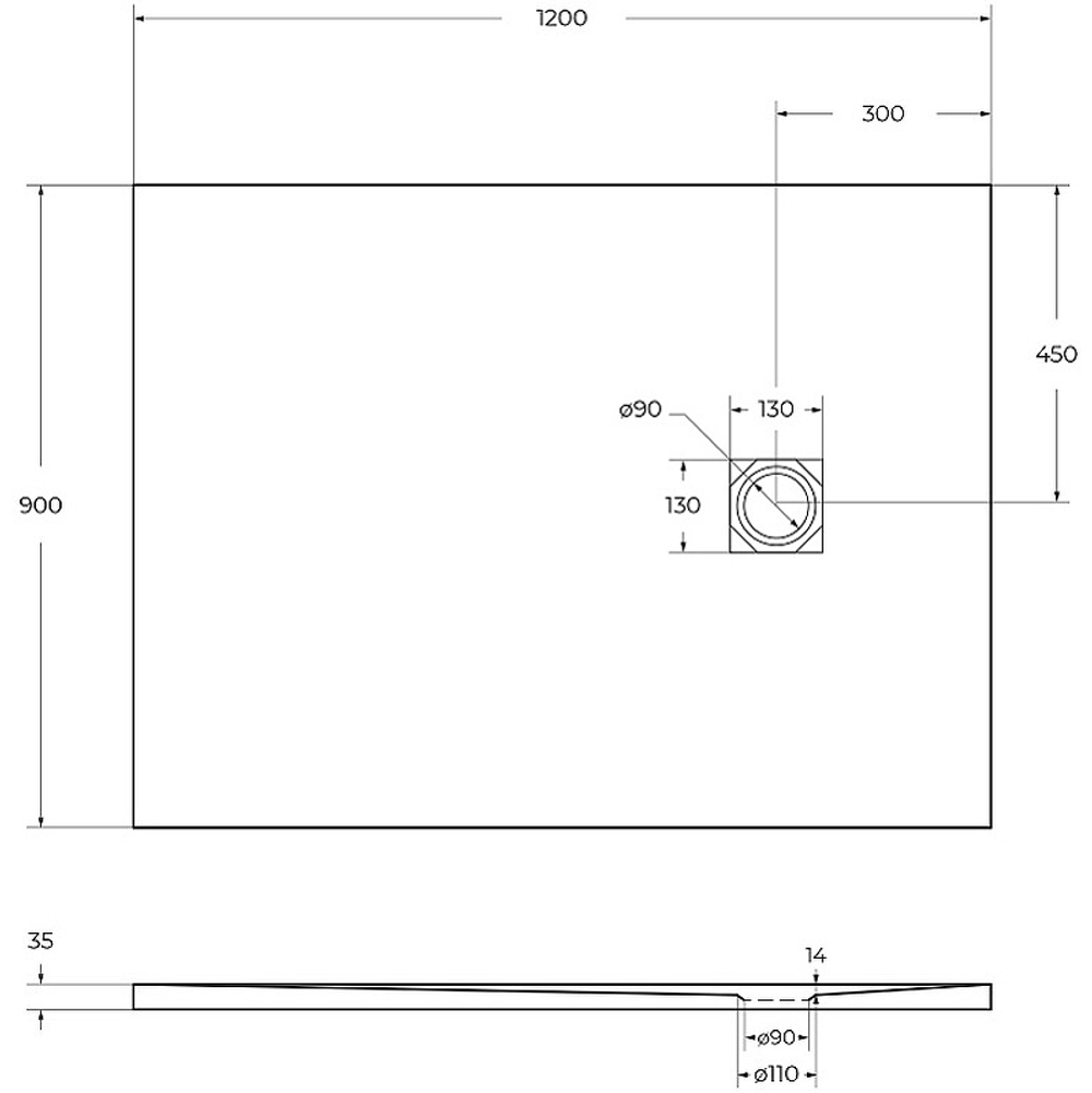 Душевой поддон из искусственного камня BelBagno Uno 120x90 TRAY-MR-UNO-AH-120/90-35-NERO-CR Черный матовый
