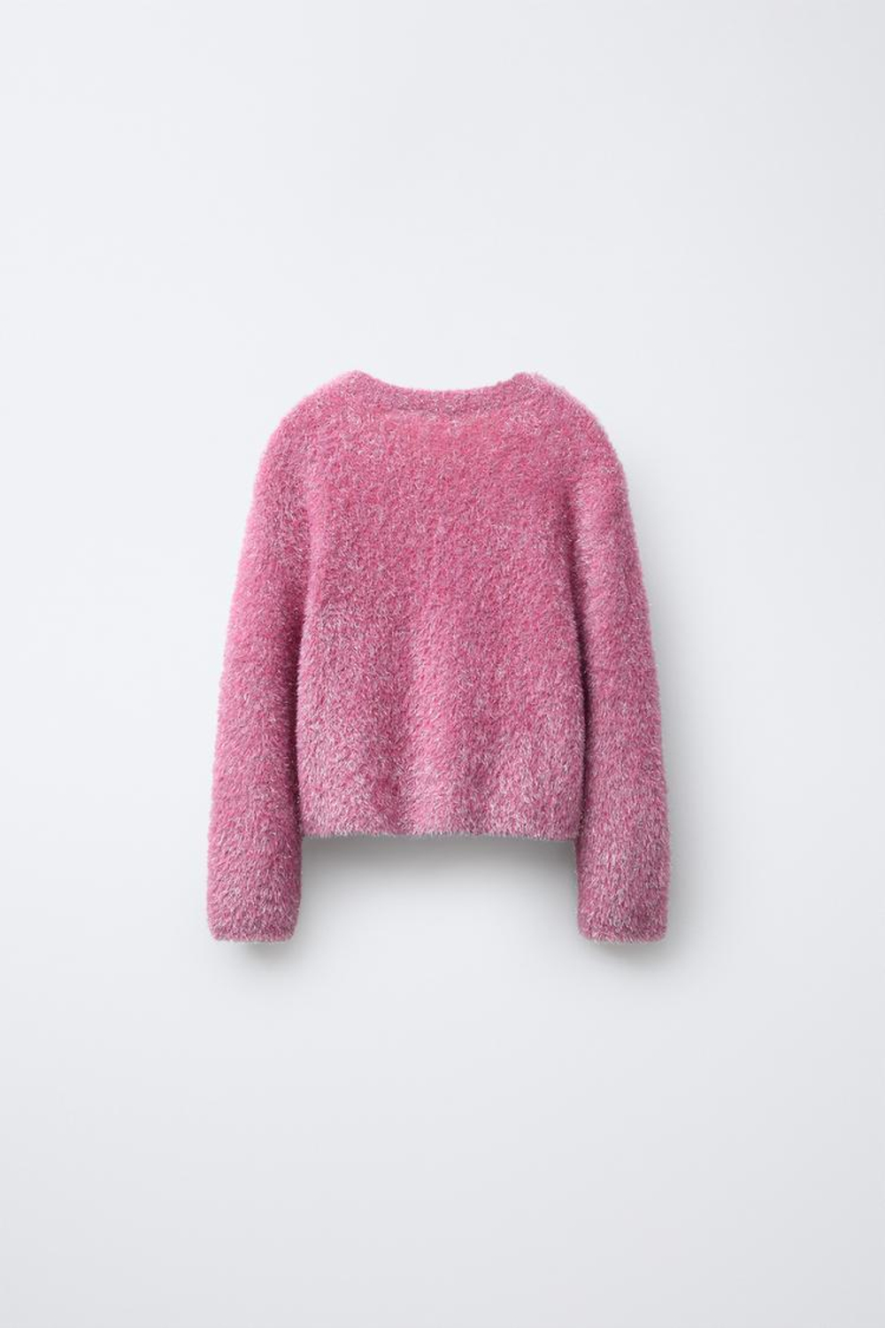 ZARA СВИТЕР ИЗ ВОРСИСТОГО ТРИКОТАЖА С БЛЁСТКАМИ, РОЗОВЫЙ