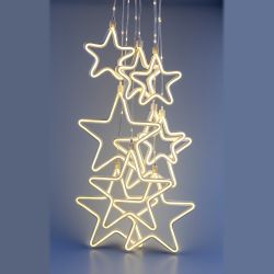 Светодиодная новогодняя гирлянда ЭРА ЕGNIG - ST занавес Неоновые звезды 8 режимов 2,4*0,8 м теплый свет IP20