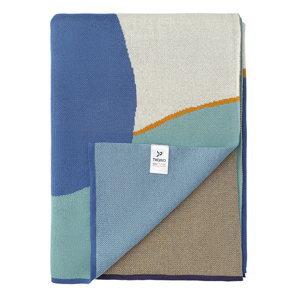 Плед из хлопка с авторским принтом синего цвета из коллекции freak fruit, 130х180 см