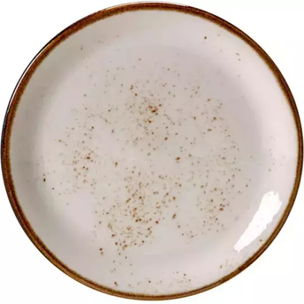 Тарелка «Крафт Вайт» мелкая фарфор D=20,H=2см белый,коричнев