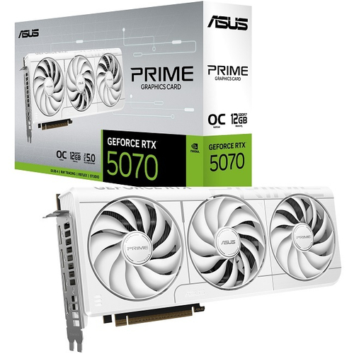 Видеокарта ASUS GeForce RTX 5070 PRIME OC WHITE 12GB (PRIME-RTX5070-O12G-WHITE), (90YV0M19-M0NA00)