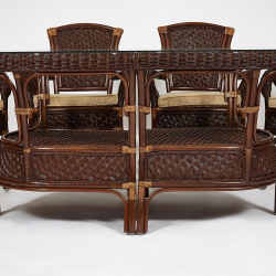 Обеденная группа GRAND 1 Pecan(стол со стеклом+6 кресел+ подушки), натуральный ротанг