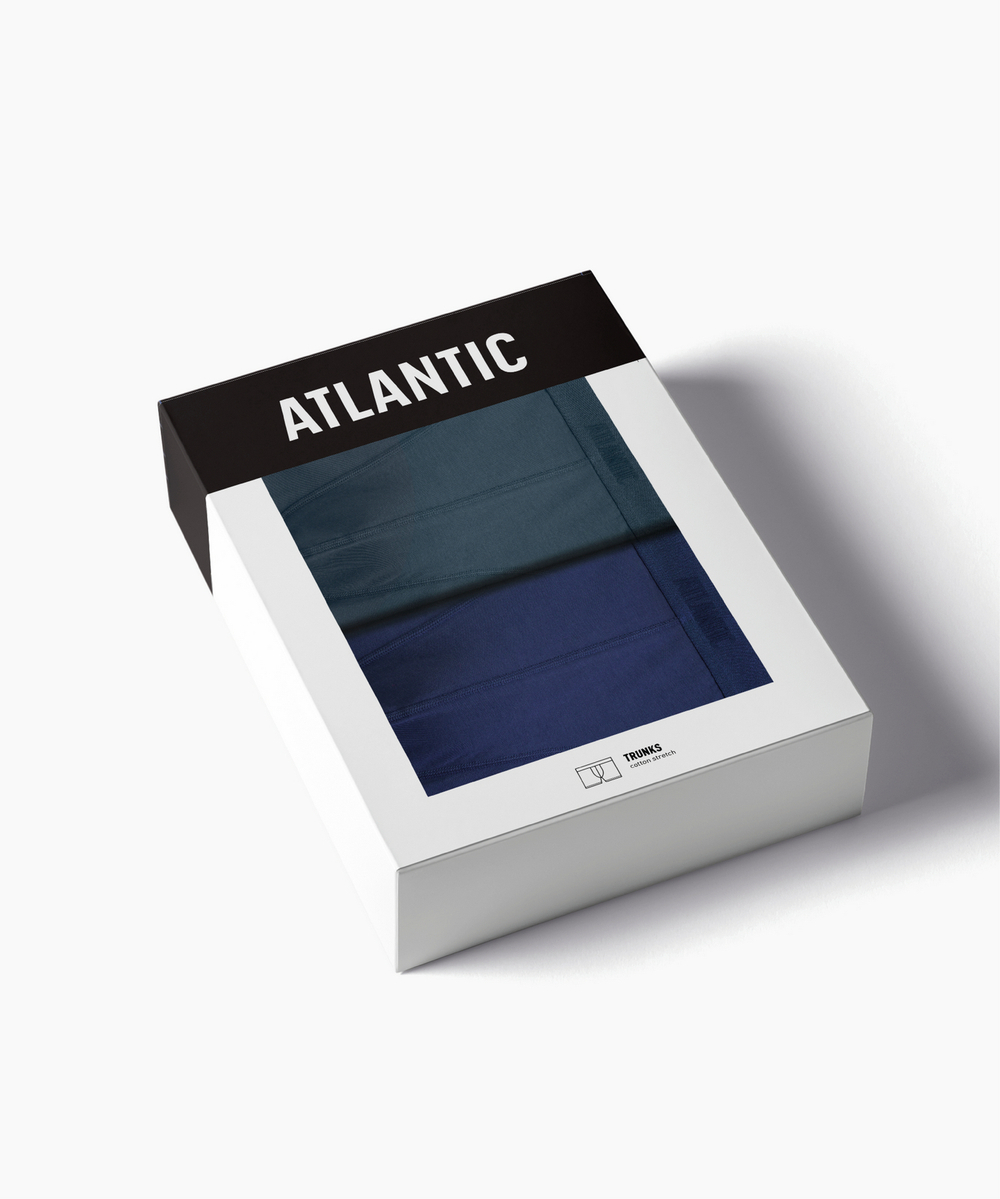 Мужские трусы шорты удлиненные Atlantic, набор 2 шт., хлопок, сине-зелёные + тёмно-голубые, 2MH-175