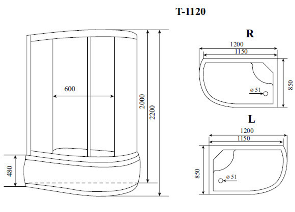 Душевая кабина Timo Standart 120*85*220  (T-1120R)