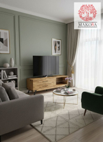 Тумба под телевизор, 160х42х55, Флеверс, с ящиками, напольная, из массива дуба с металлом, MAKOSA