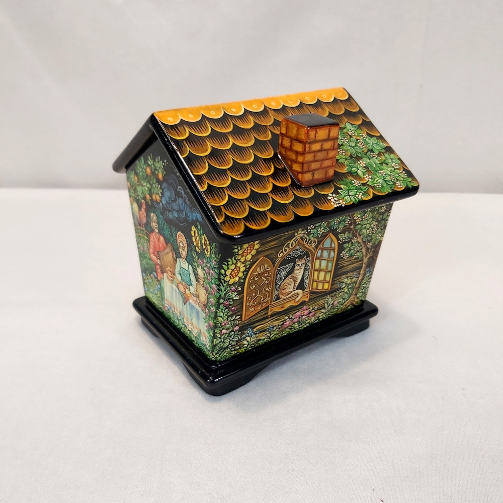 Шкатулка "Чайный домик" с ручной росписью