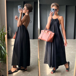 Сарафан макси из хлопка с открытой спинкой