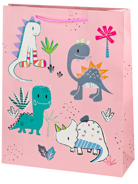 Пакет подар. бумажн. 31*42*12 см, 210 гр/м2 Милые зверята, розовый