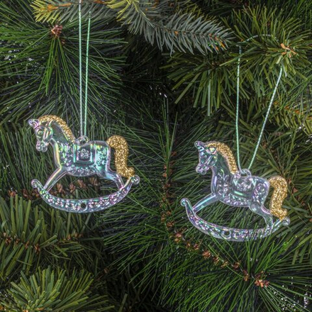 GAEM Набор из 2шт Украшение новогоднее "Лошадка", L5,5 W0,5 H4,5 см