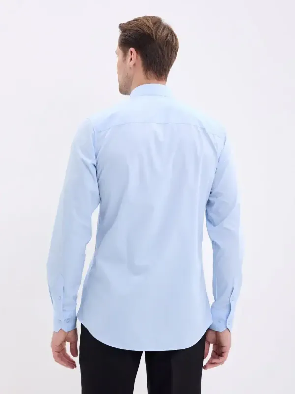 Рубашка на высокий рост LONG SLIM FIT с длинным рукавом, голубая