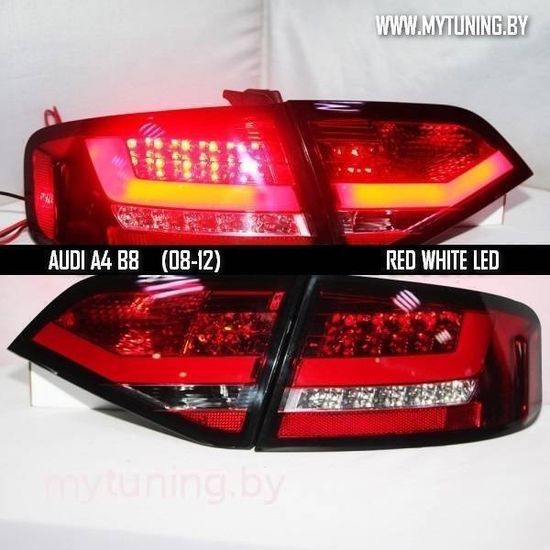 Задние фонари red white led для Audi A4 B8