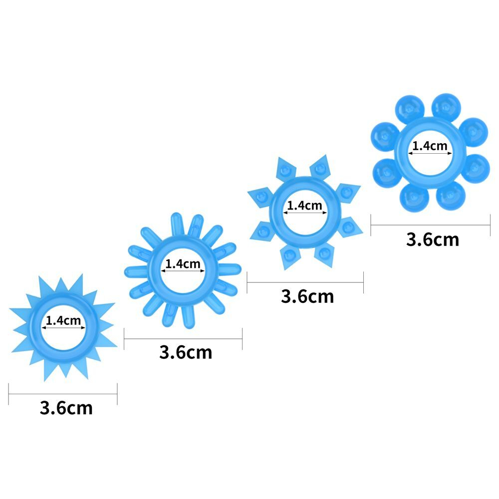 Набор из 4 голубых, светящихся в темноте эрекционных колец Lumino Play (Цвет: голубой)