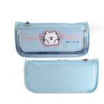 Пенал - косметичка Alingar, ПВХ, молния, боковой карман, 90 х 210 мм, "Good Taste", голубой, белый мишка
