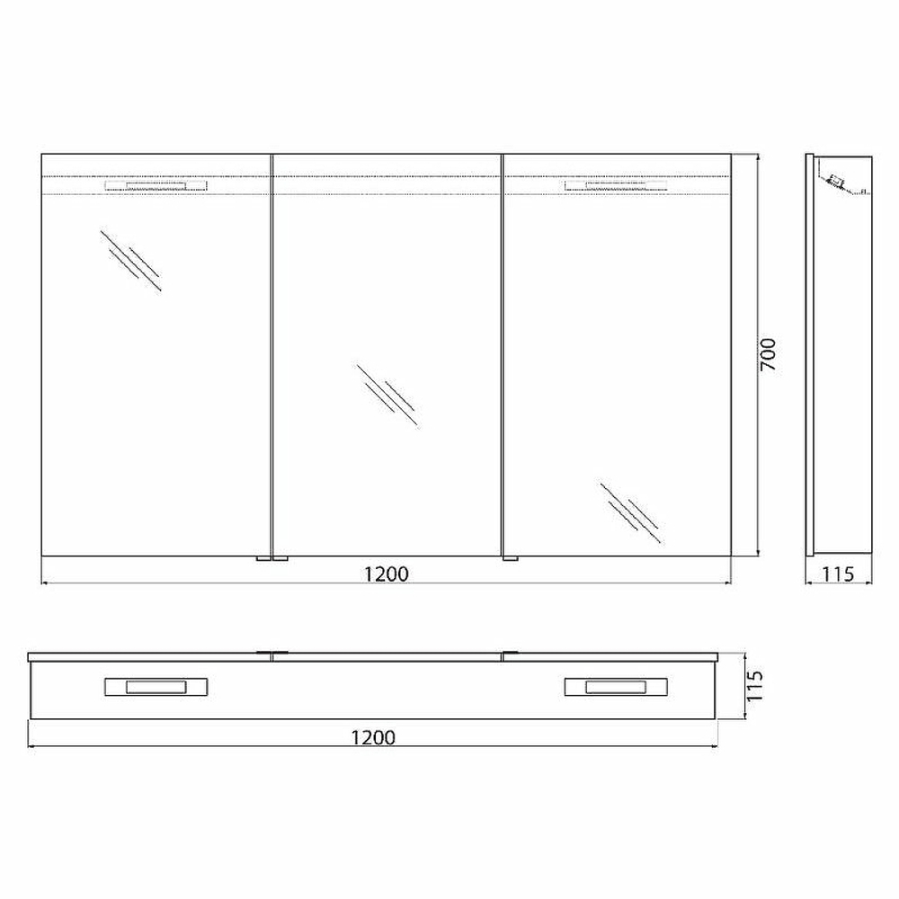 Зеркальный шкаф BelBagno 120 SPC-3A-DL-BL-1200 с подсветкой Сатин