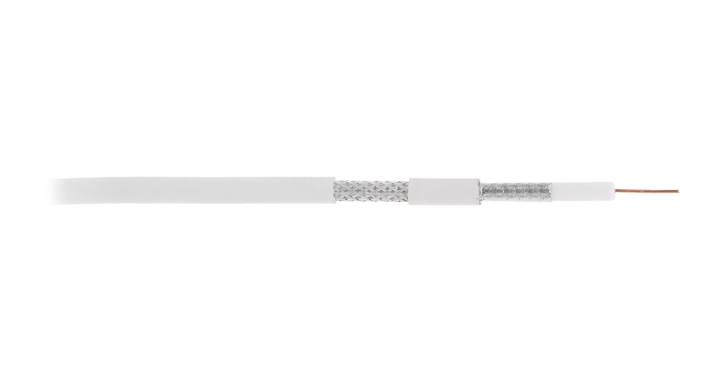 Кабель коаксиальный, RG-6, одножильный, CCS, внутренний, PVC, белый, 305м