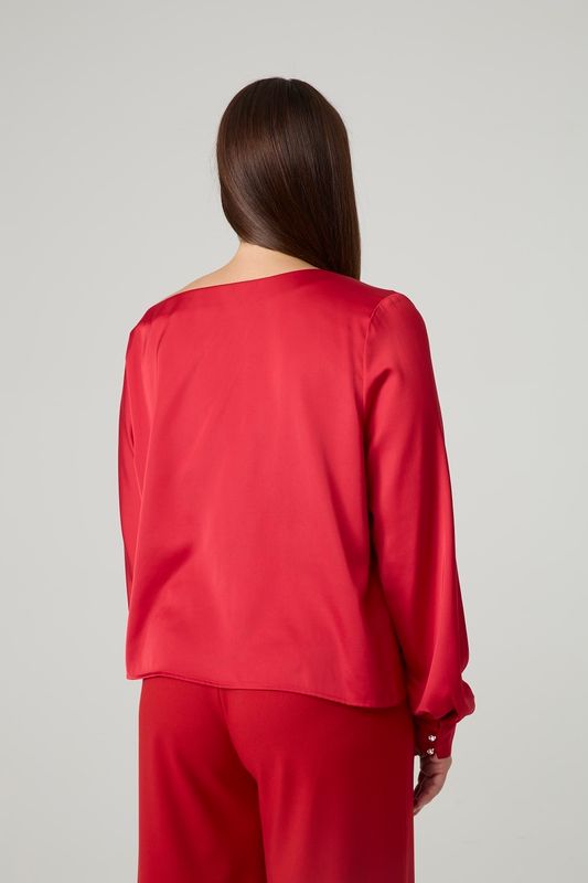 Блузка со спущенным плечом, красный