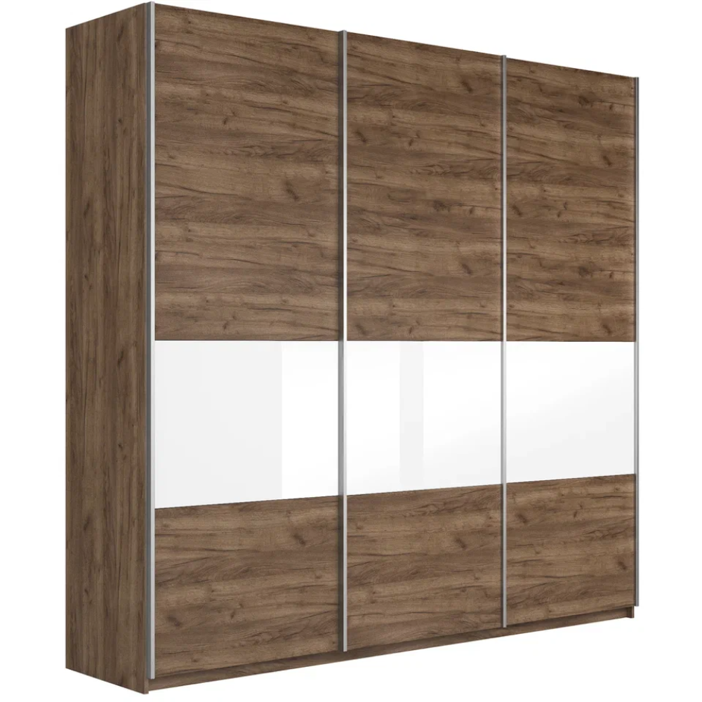 Шкаф-купе Прайм 3-дверный 2400 (Дуб табачный/Белое стекло), МК Е1