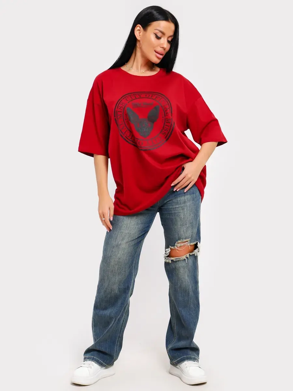 Футболка оверсайз больших размеров принт