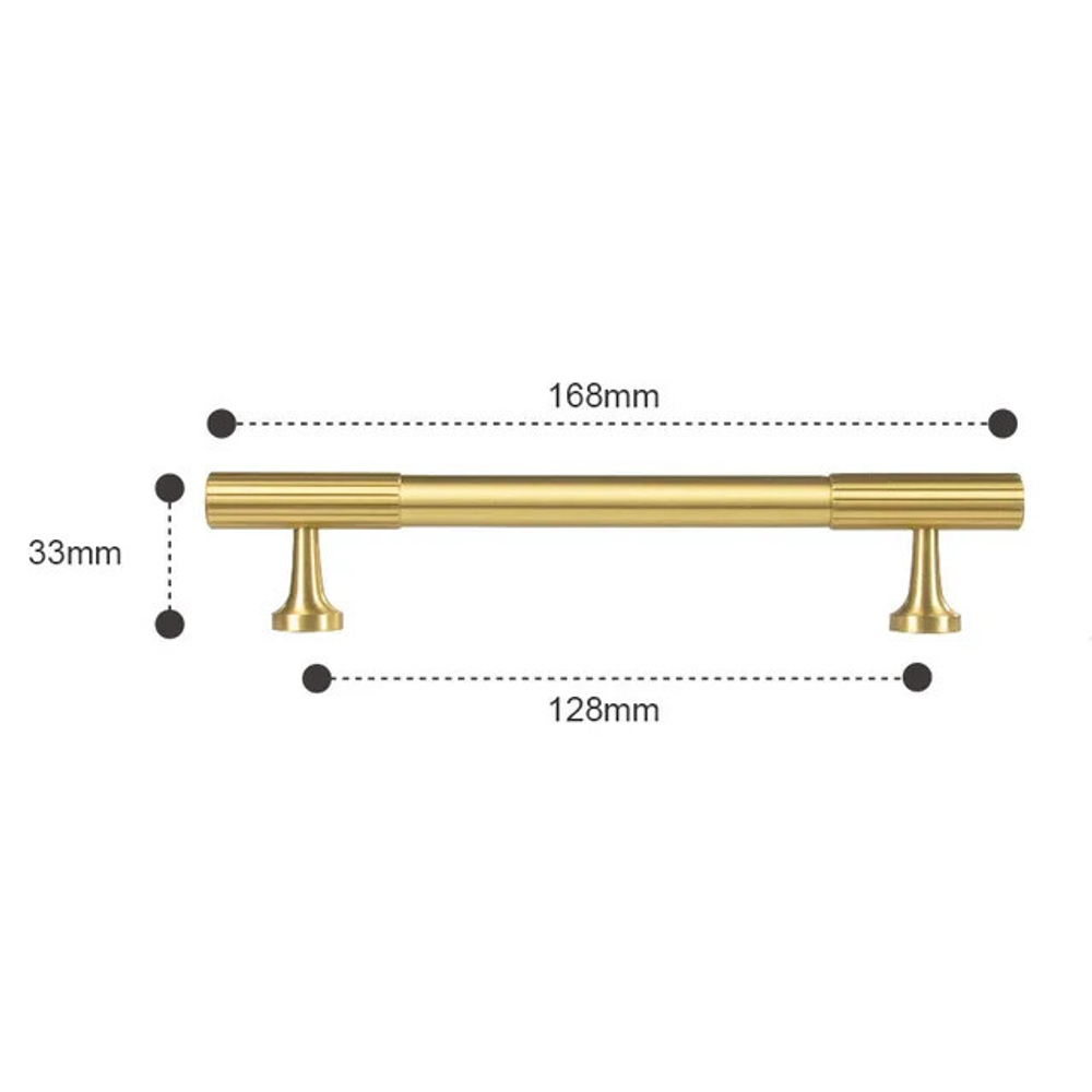 Ручка для мебели скоба натуральная латунь  168 мм/128 мм, 1шт