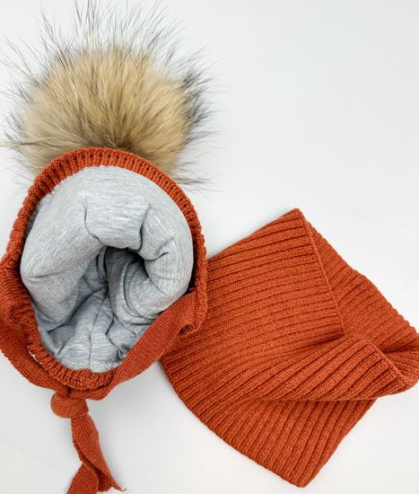 Шапка зимняя со снудом, Терракот
