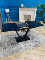 Кухонный раздвижной стол "Леон", черный мрамор