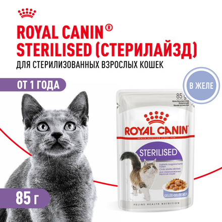 Royal Canin Sterilised Корм консервированный для взрослых стерилизованных кошек желе 85г