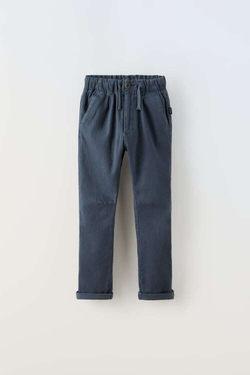 ZARA БРЮКИ С ЗАЩИПАМИ ИЗ ВЫСОКОЭЛАСТИЧНОЙ ТКАНИ, СИНИЙ