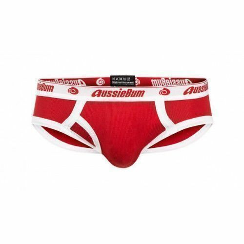 Мужские трусы брифы красные с белой резинкой AussieBum Brief Australia AB00064