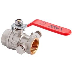 Кран шаровый латунный MVI с дренажем и воздухоотводчиком 1 1/4 вн-вн, ручка