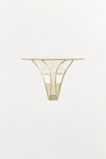 ZARA КРУЖЕВНЫЕ ТРУСЫ-ТАНГА, ЭКРЮ