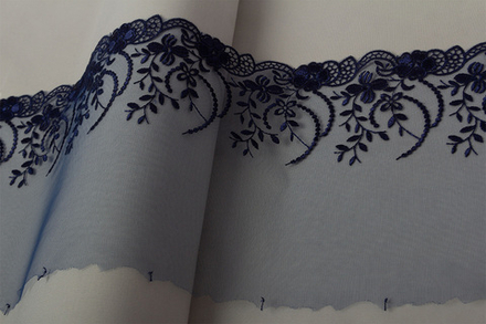 Кружево "Gamma", "сетка", 190 мм, цв.т.синий