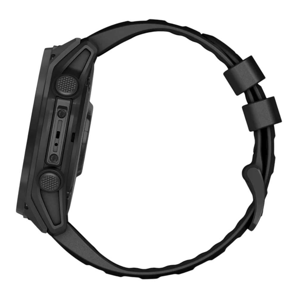 Спортивные часы Garmin tactix 8, 51 мм, Solar, Elite, чёрный нейлоновый ремешок, чёрный силиконовый ремешок Безель из титана, дисплей Solar со стеклом Power Sapphire. Нейлоновый ремешок и силиконовый ремешок с классическими застёжками — на запястье обхват