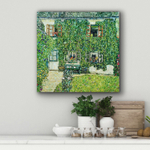Картина для интерьера "Дом в Вайсенбахе на озере Аттерзе", художник Климт, Густав, печать на холсте