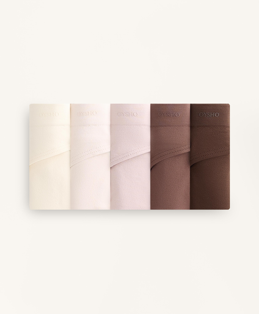 OYSHO Набор из трех трусиков-стрингов бесшовных мягких на ощупь, ванильный