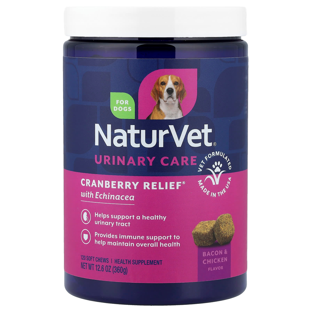 NaturVet, Cranberry Relief® с эхинацеей, для собак, бекон и курица, 120 жевательных таблеток, 360 г (12,6 унции)