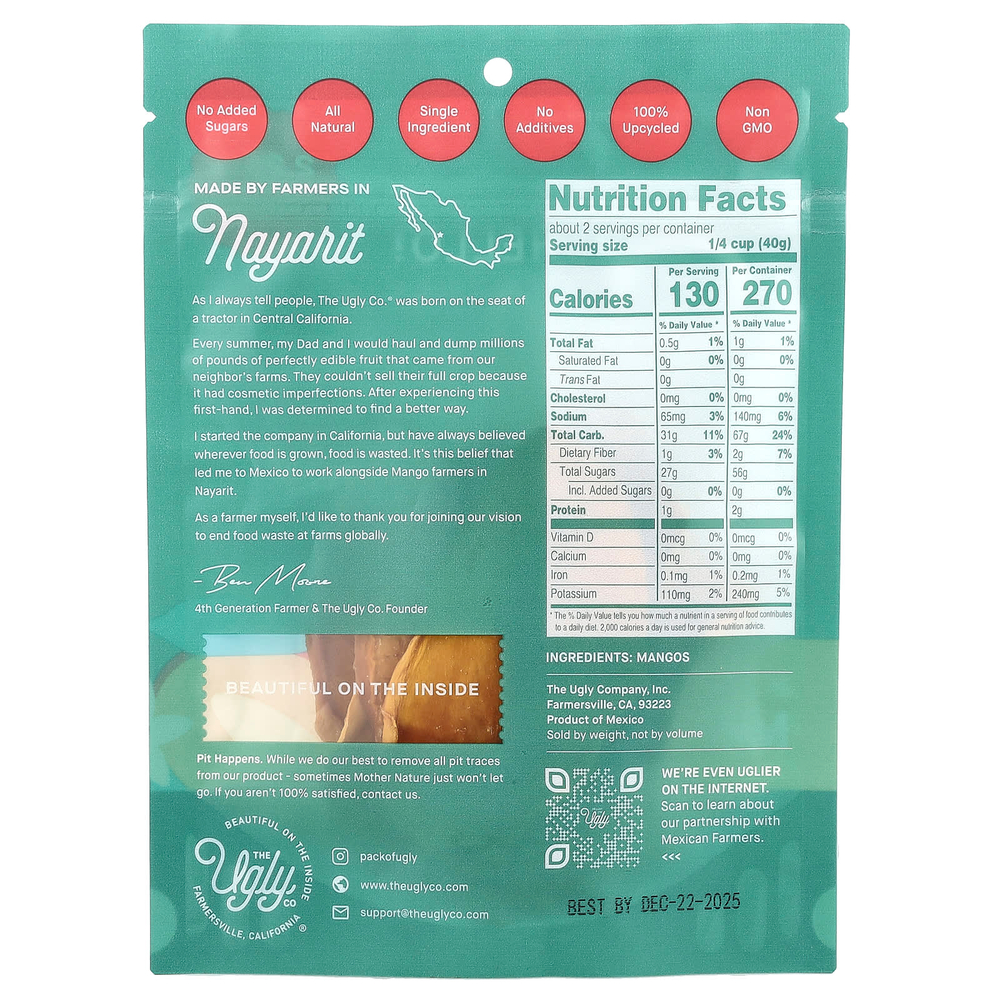 Hello! I'm Ugly, Сухофрукты, нарезанные ломтиками манго, 85 г (3 унции)