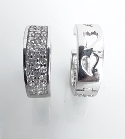 Серьги "Эстерелла", серебро 925*, двусторонние, родированные, с фианитами/Ф