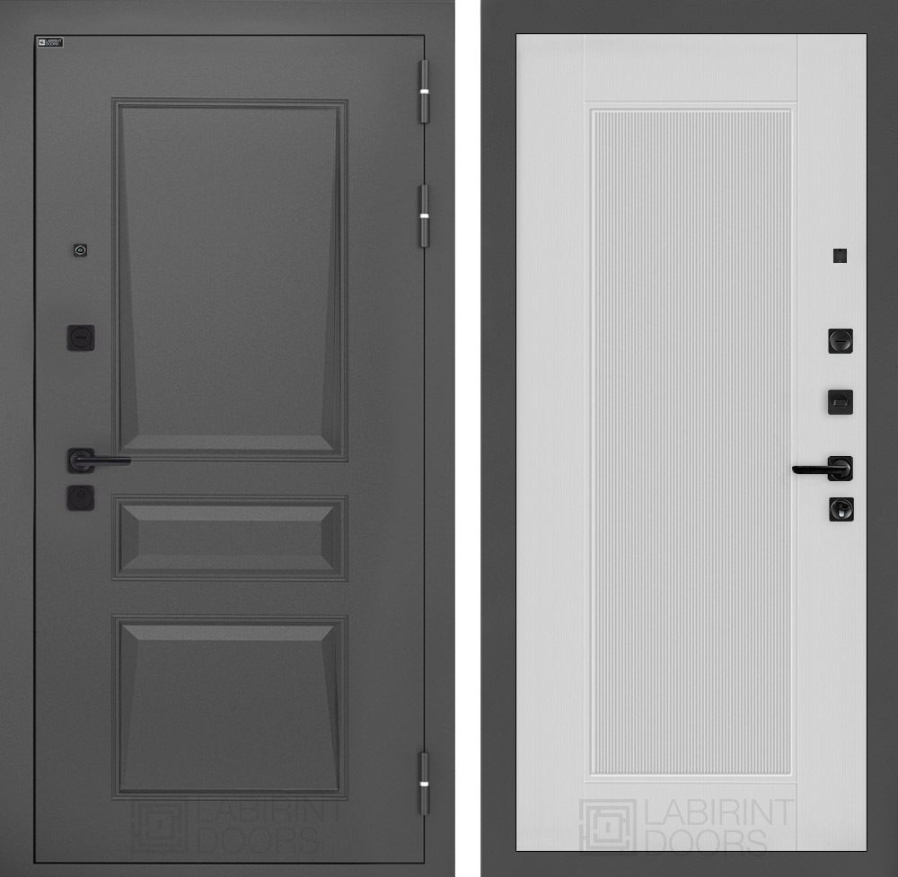 Дверь Входная Металлическая Лабиринт ОРЛЕАН 30 Белый софт рельеф