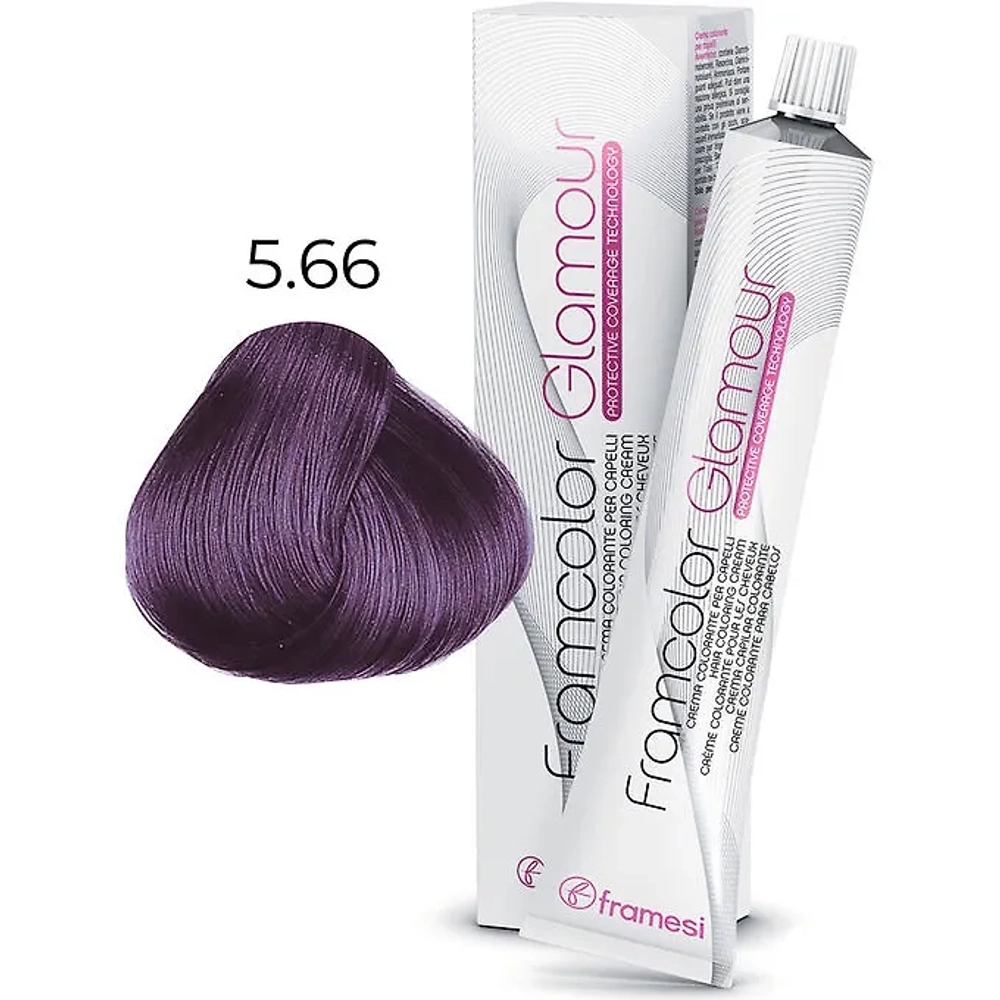 дефект упаковки. Крем-краска для волос F/R/A/M/COLOR GLAMOUR, 5.66 фиолетовый интенсивный светлый каштан  100 мл