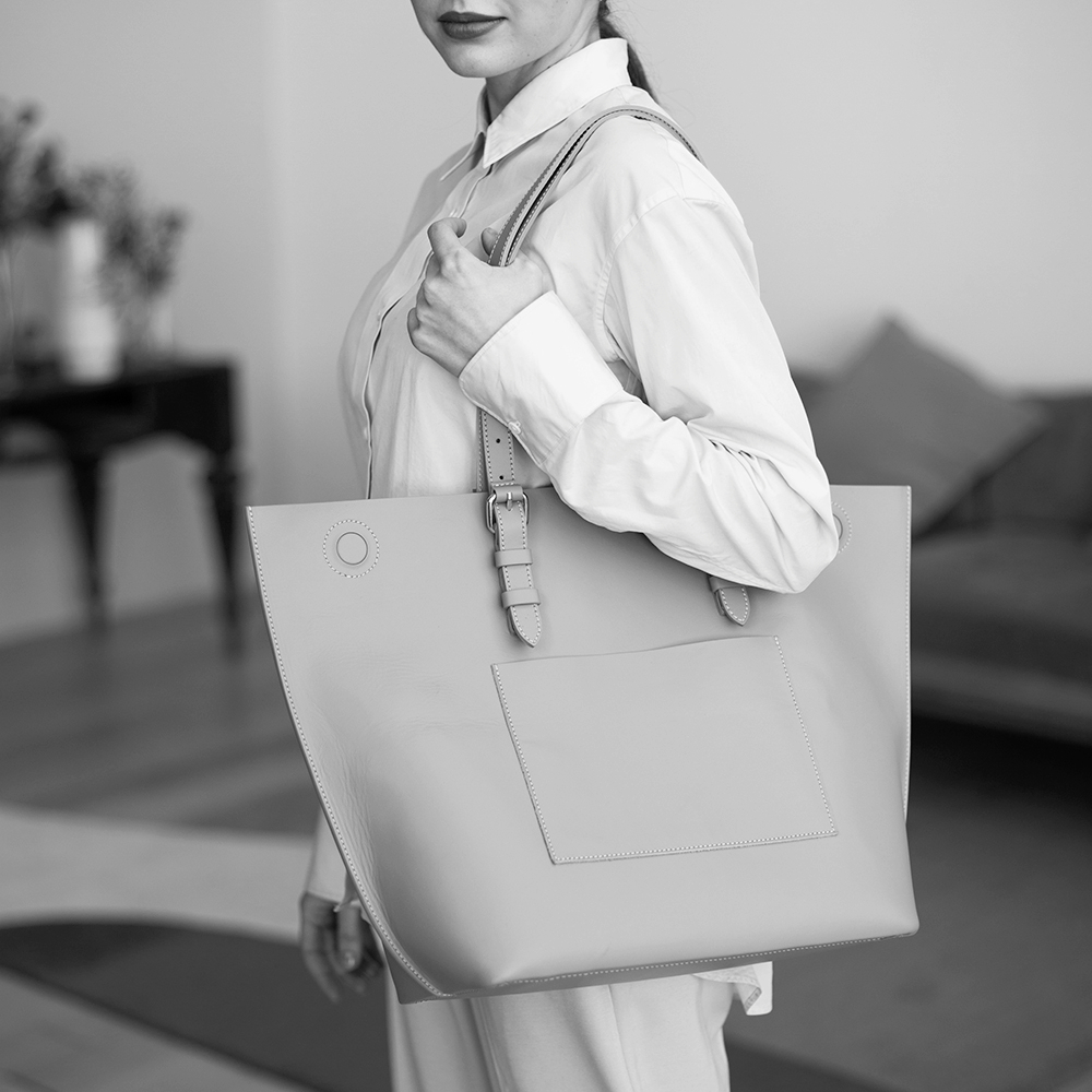 Сумка Shopper Vintage из кожи теленка, голубого цвета